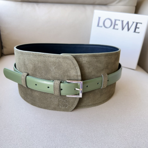 Loewe Wide Green Suede Leather Belt 120MM