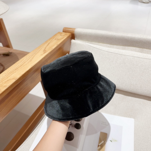Miu Miu Logo Black Velvet Bucket Cap Hat