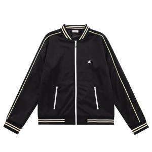Celine Triomphe Teddy Double Face Jersey Jacket Black White Celine Triomphe Teddy Double Face Jersey Jacket Black White