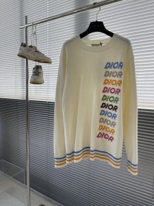 Dior Crew Neck Sweater Off White Wool and Cashmere Intarsia Dior Crew Neck Sweater Off White Wool and Cashmere Intarsia