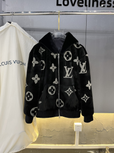 Louis Vuitton Allover Monogram Intarsia Mink Fur Zipped Hoodie Louis Vuitton Allover Monogram Intarsia Mink Fur Zipped Hoodie