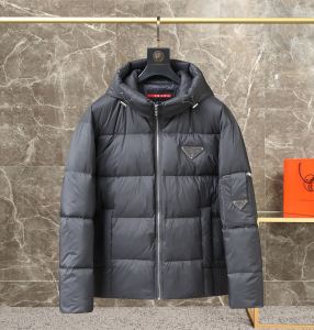 Prada Triangle Logo Grey Re Nylon Puffer Padded Hoodie Down Jacket Prada Triangle Logo Grey Re Nylon Puffer Padded Hoodie Down Jacket