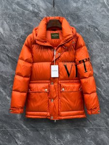 Valentino Orange Quilted Puffer Padded Hoodie Down Jacket Coat Valentino Orange Quilted Puffer Padded Hoodie Down Jacket Coat