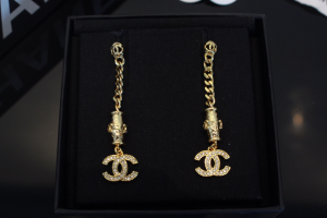 Chanel Crystal CC Pendant Earrings