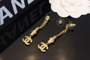 Chanel Crystal CC Pendant Earrings