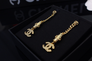 Chanel Crystal CC Pendant Earrings