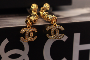 Chanel Crystal CC Pendant Earrings