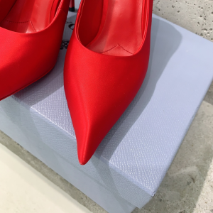 Prada Point Toe Red Satin Pumps