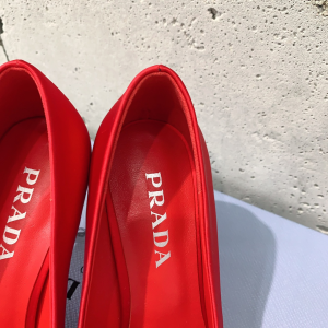 Prada Point Toe Red Satin Pumps