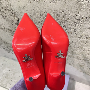 Prada Point Toe Red Satin Pumps