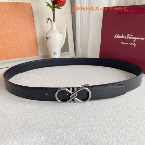 Ferragamo Gancini Switch Black Leather Belt