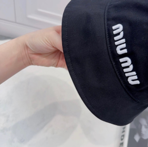 Miu Miu Logo Black Cotton Bucket Hat