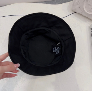 Miu Miu Logo Black Cotton Bucket Hat