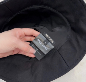 Miu Miu Logo Black Cotton Bucket Hat