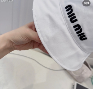 Miu Miu Logo White Cotton Bucket Hat