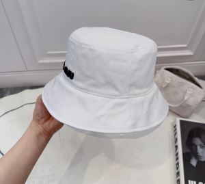 Miu Miu Logo White Cotton Bucket Hat