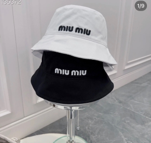 Miu Miu Logo White Cotton Bucket Hat