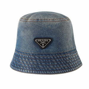 Prada Triangle Logo Denim Blue Bucket Hat