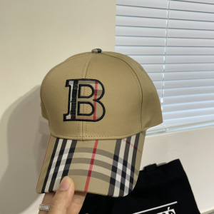 Burberry Monogram B Check Beige Cotton Baseball Cap Hat Burberry Monogram B Check Beige Cotton Baseball Cap Hat