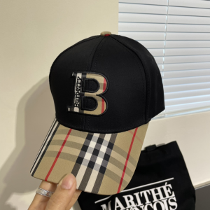 Burberry Monogram B Check Black Cotton Baseball Cap Hat Burberry Monogram B Check Black Cotton Baseball Cap Hat
