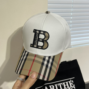 Burberry Monogram B Check White Cotton Baseball Cap Hat Burberry Monogram B Check White Cotton Baseball Cap Hat
