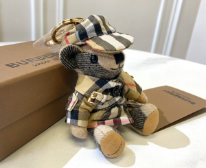 Burberry Thomas Bear Unicorn Charm and Costume Key Holder Beige Gray Burberry Thomas Bear Unicorn Charm and Costume Key Holder Beige Gray