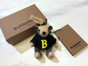 Burberry Thomas Bear Unicorn Charm and Costume Key Holder Black Gray Burberry Thomas Bear Unicorn Charm and Costume Key Holder Black Gray
