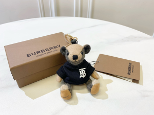 Burberry Thomas Bear Unicorn Charm and Costume Key Holder Black Grey Burberry Thomas Bear Unicorn Charm and Costume Key Holder Black Grey