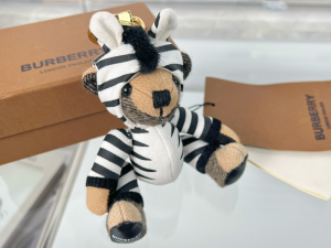 Burberry Thomas Bear Unicorn Charm and Costume Key Holder Grey White Burberry Thomas Bear Unicorn Charm and Costume Key Holder Grey White