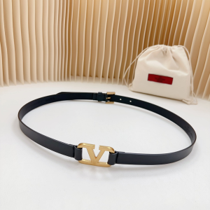 Valentino Vlogo Black Leather Belt 25MM