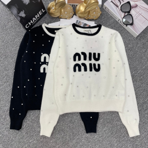 Miu Miu Logo Knitted Wool Sweaters