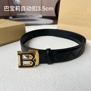 Burberry Monogram B Buckle Black Leather Belt 35MM Burberry Monogram B Buckle Black Leather Belt 35MM