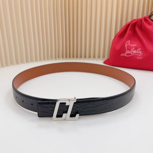 Christian Louboutin Happy Rui CL Logo Black Leather Belt 35MM Christian Louboutin Happy Rui CL Logo Black Leather Belt 35MM