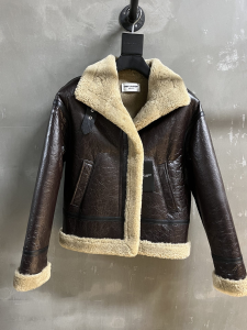Saint Laurent Aviator Dark Brown Leather and Shearling Jacket Coat Saint Laurent Aviator Dark Brown Leather and Shearling Jacket Coat
