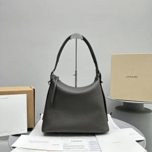 Lemaire Medium Week End Belt Leather Hobo Shoulder Bag Dark Green Lemaire Medium Week End Belt Leather Hobo Shoulder Bag Dark Green