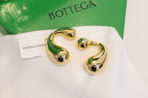 Bottega Veneta Double Drop Gold Earrings