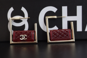 Chanel Iconic Bag Stud Hoop Earrings