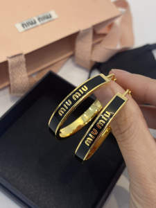 Miu Miu Enameled Metal Earrings Black