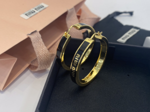 Miu Miu Enameled Metal Earrings Black