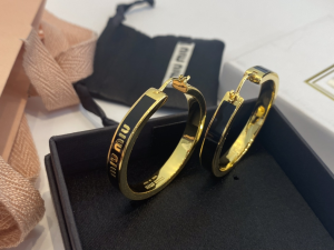 Miu Miu Enameled Metal Earrings Black