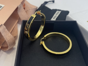 Miu Miu Enameled Metal Earrings Black