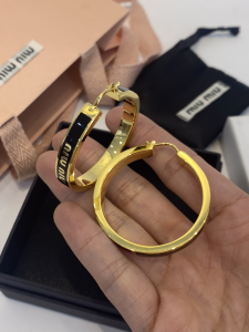 Miu Miu Enameled Metal Earrings Black