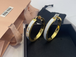 Miu Miu Enameled Metal Earrings White