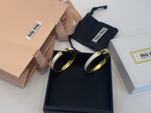 Miu Miu Enameled Metal Earrings White