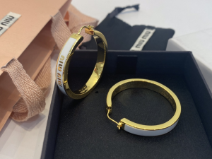 Miu Miu Enameled Metal Earrings White