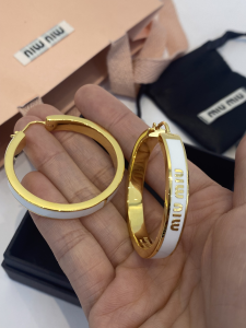 Miu Miu Enameled Metal Earrings White