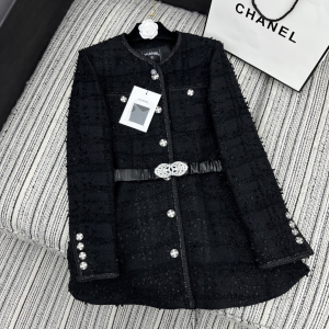 Chanel Black Tweed Jacket Coat