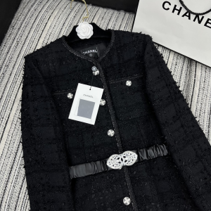 Chanel Black Tweed Jacket Coat