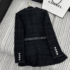 Chanel Black Tweed Jacket Coat