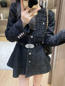 Chanel Black Tweed Jacket Coat
